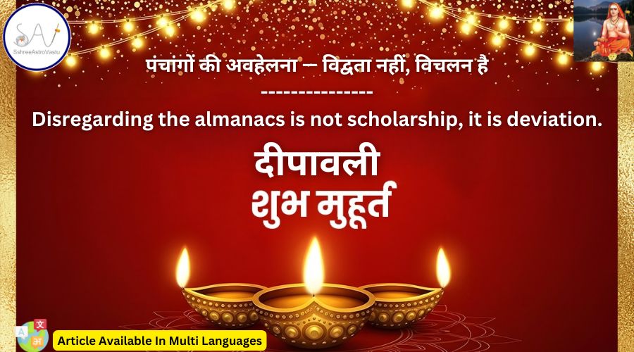 पंचांगों की अवहेलना — विद्वता नहीं, विचलित है – दीपावली शुभ मुहूर्त